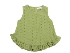 Lil Atelier sage top broderie anglaise